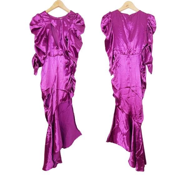 FOR LOVE & LEMONS NWT Bowie Cutout Metallic Dress Purple Size S - Picture 4 of 11